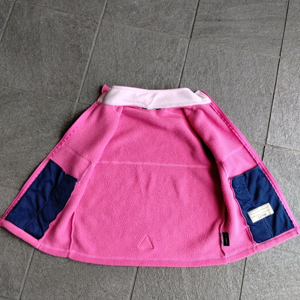 β’L.L. Bean Child Vest Bright Pink Fleece Full Zip Sleeveless Jackets No Size Tag - Picture 5 of 16